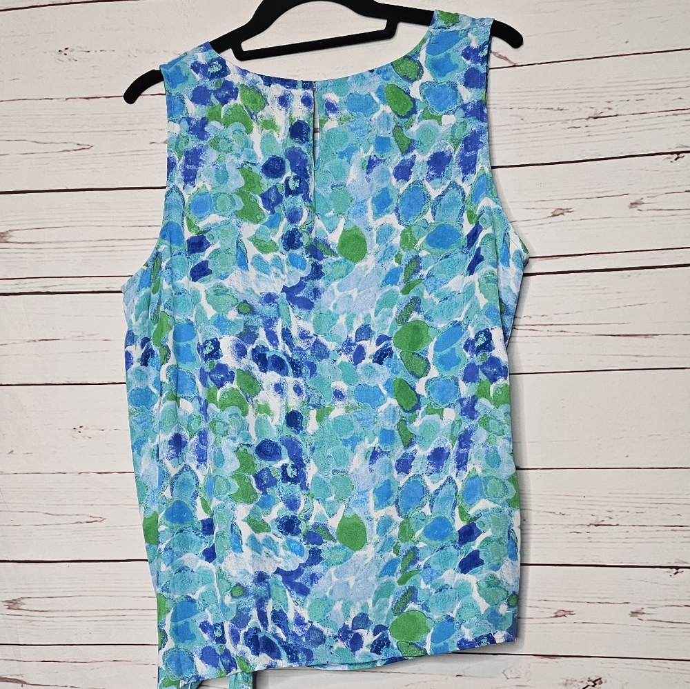 Rachel Zoe Tie Waist Watercolor Sleeveless Top - Picture 2 of 11